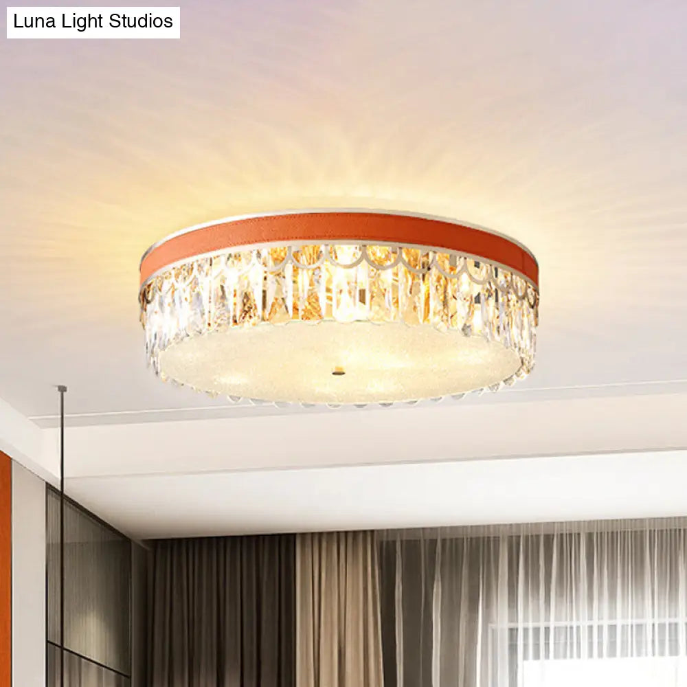 DecorBites™ DecorBites™ Modern Crystal Drum Ceiling Lamp with 5 Orange/Black Bulbs
