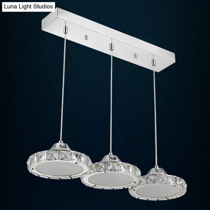 Modern Crystal Embedded LED Pendant Ceiling Light with Chrome Finish