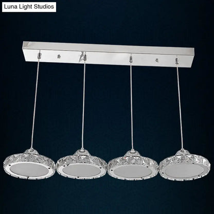 Modern Crystal Embedded LED Pendant Ceiling Light with Chrome Finish