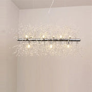 DecorBites modern chrome ceiling lamp with crystal branches and warm led lights for kitchen island lighting