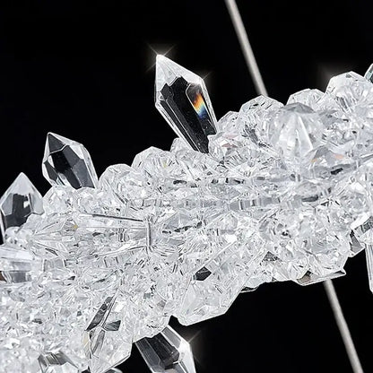 Modern crystal flower led chandelier with clear faceted crystal flower decorbites crystal flower pendant light