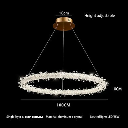 Modern crystal flower led chandelier with gold-toned mount and clear crystal accents for dining room decorbites crystal flower