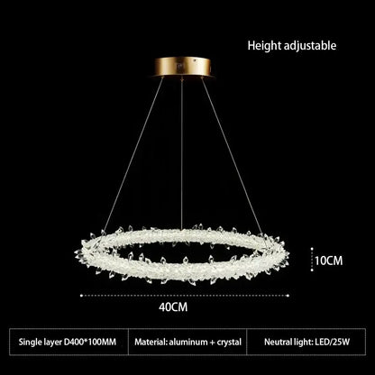 Modern crystal flower led chandelier with gold-toned aluminum mount and clear crystal accents for dining room decorbites crystal flower