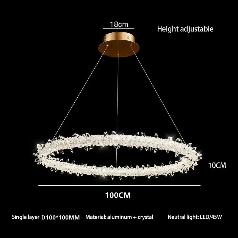Modern crystal flower led chandelier with gold-toned aluminum mount and clear crystal accents for living room decorbites crystal flower