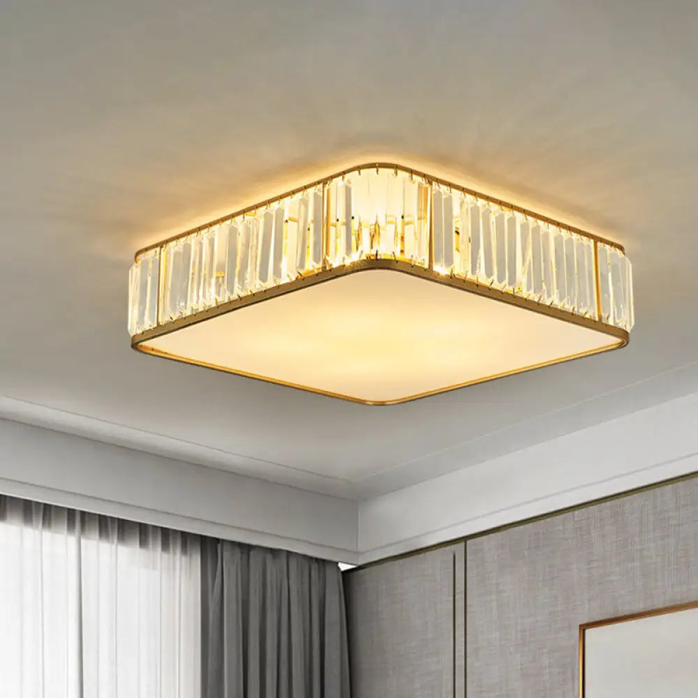 DecorBites™ DecorBites™ Modern Crystal Flush Ceiling Light - Square Design, 3/4/5 Lights, Gold Finish