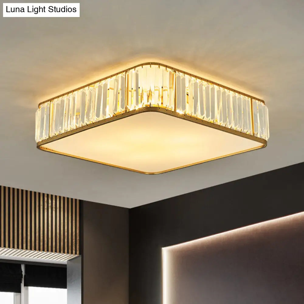DecorBites™ DecorBites™ Modern Crystal Flush Ceiling Light - Square Design, 3/4/5 Lights, Gold Finish