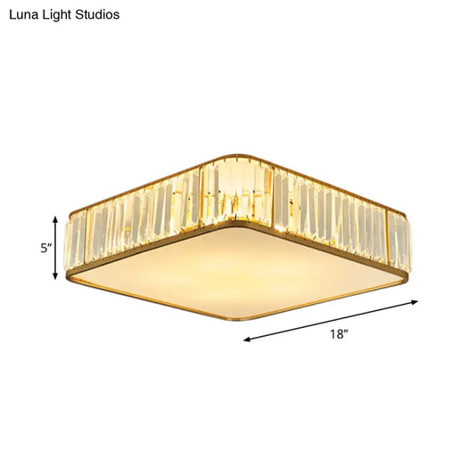 DecorBites™ DecorBites™ Modern Crystal Flush Ceiling Light - Square Design, 3/4/5 Lights, Gold Finish