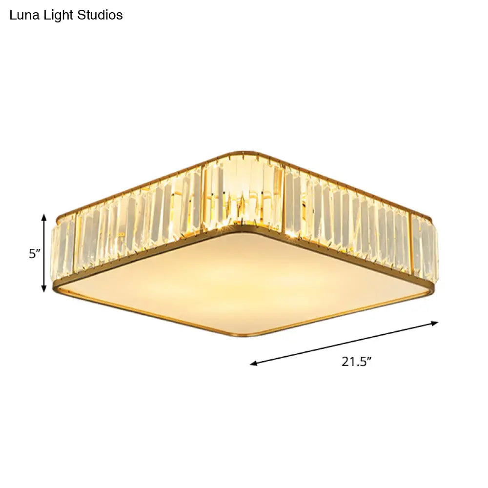 DecorBites™ DecorBites™ Modern Crystal Flush Ceiling Light - Square Design, 3/4/5 Lights, Gold Finish