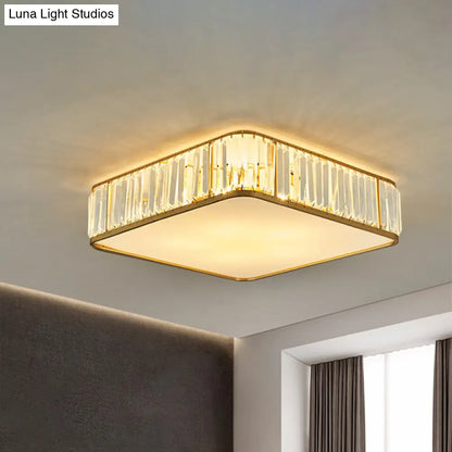 DecorBites™ DecorBites™ Modern Crystal Flush Ceiling Light - Square Design, 3/4/5 Lights, Gold Finish