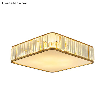 DecorBites™ DecorBites™ Modern Crystal Flush Ceiling Light - Square Design, 3/4/5 Lights, Gold Finish