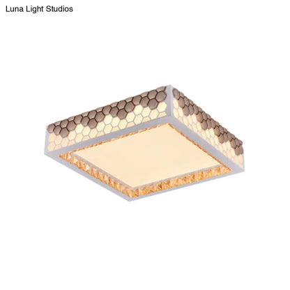 DecorBites™ DecorBites™ Modern Crystal Flush Mount Ceiling Light Fixture with Honeycomb Design - White-Gold LED Lighting for Bedroom