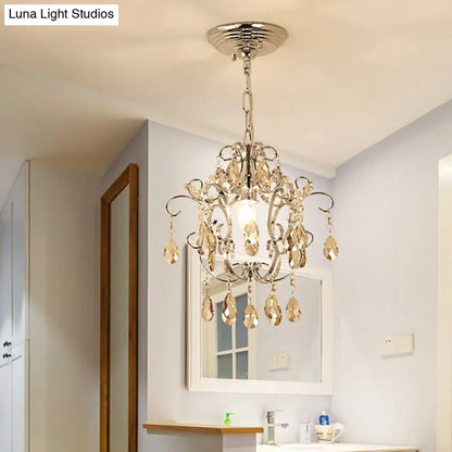 Lámpara colgante geométrica moderna de cristal con cadena ajustable de 40 cm (16") - Acabado cromado