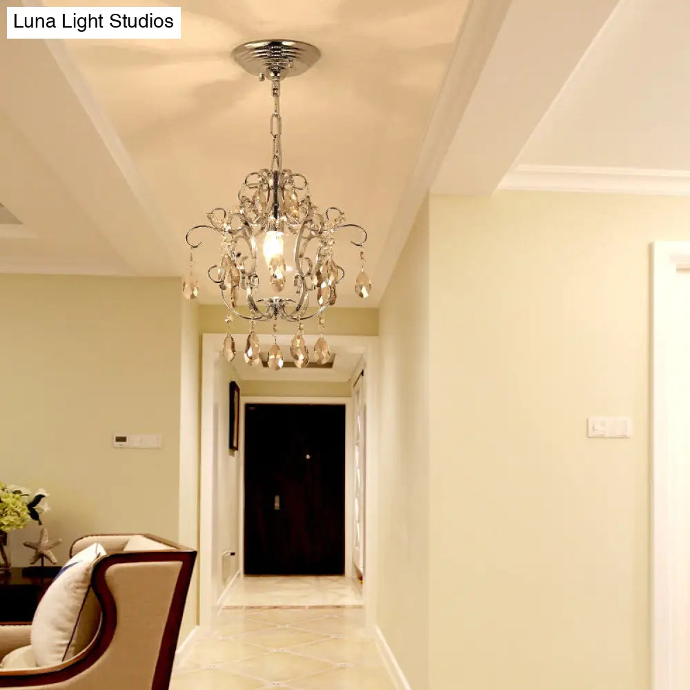 Lámpara colgante geométrica moderna de cristal con cadena ajustable de 40 cm (16") - Acabado cromado