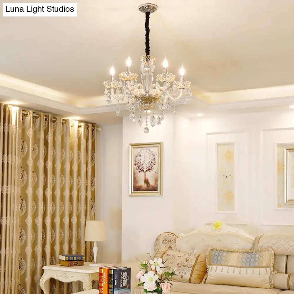 Lámpara de araña moderna de cristal con 6 bombillas - Elegante lámpara colgante para sala de estar