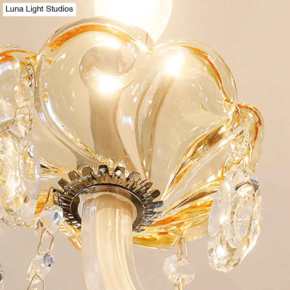 Lámpara de araña moderna de cristal con 6 bombillas - Elegante lámpara colgante para sala de estar