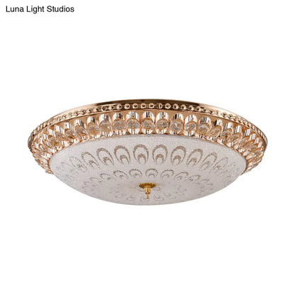 DecorBites™ DecorBites™ Modern Crystal Glass LED Gold Domed Flush Mount Ceiling Light for Bedroom, 16"/19.5" Width