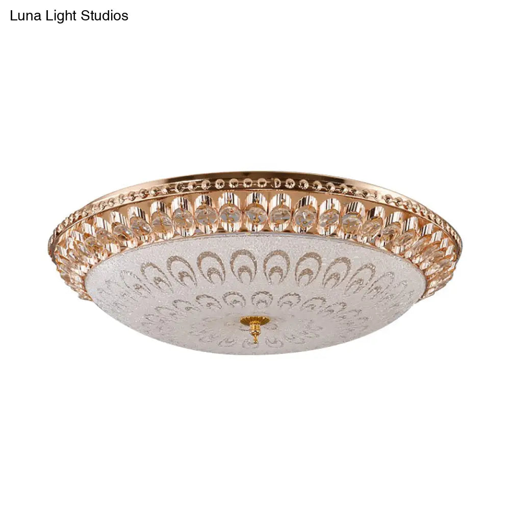 DecorBites™ DecorBites™ Modern Crystal Glass LED Gold Domed Flush Mount Ceiling Light for Bedroom, 16"/19.5" Width