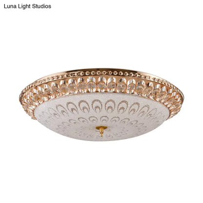 DecorBites™ DecorBites™ Modern Crystal Glass LED Gold Domed Flush Mount Ceiling Light for Bedroom, 16"/19.5" Width