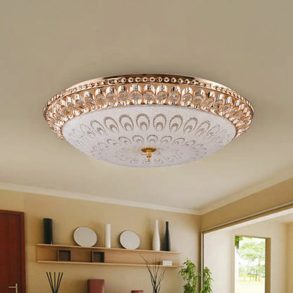 DecorBites™ DecorBites™ Modern Crystal Glass LED Gold Domed Flush Mount Ceiling Light for Bedroom, 16"/19.5" Width