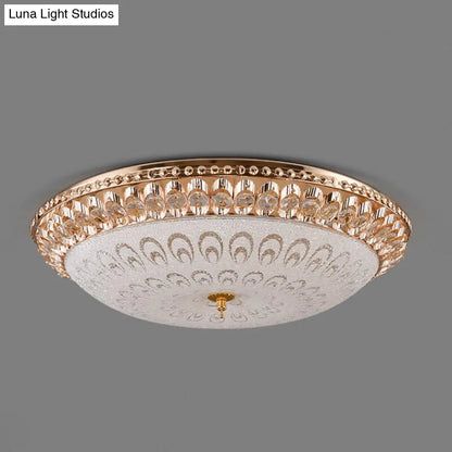 DecorBites™ DecorBites™ Modern Crystal Glass LED Gold Domed Flush Mount Ceiling Light for Bedroom, 16"/19.5" Width