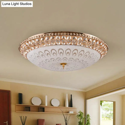 DecorBites™ DecorBites™ Modern Crystal Glass LED Gold Domed Flush Mount Ceiling Light for Bedroom, 16"/19.5" Width