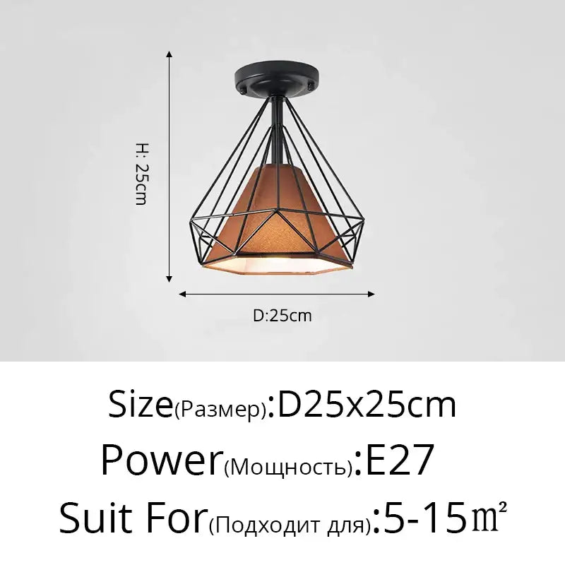 Modern crystal glass nordic led chandelier with black metal geometric cage and warm amber fabric shade for dining room decorbites crystal glass