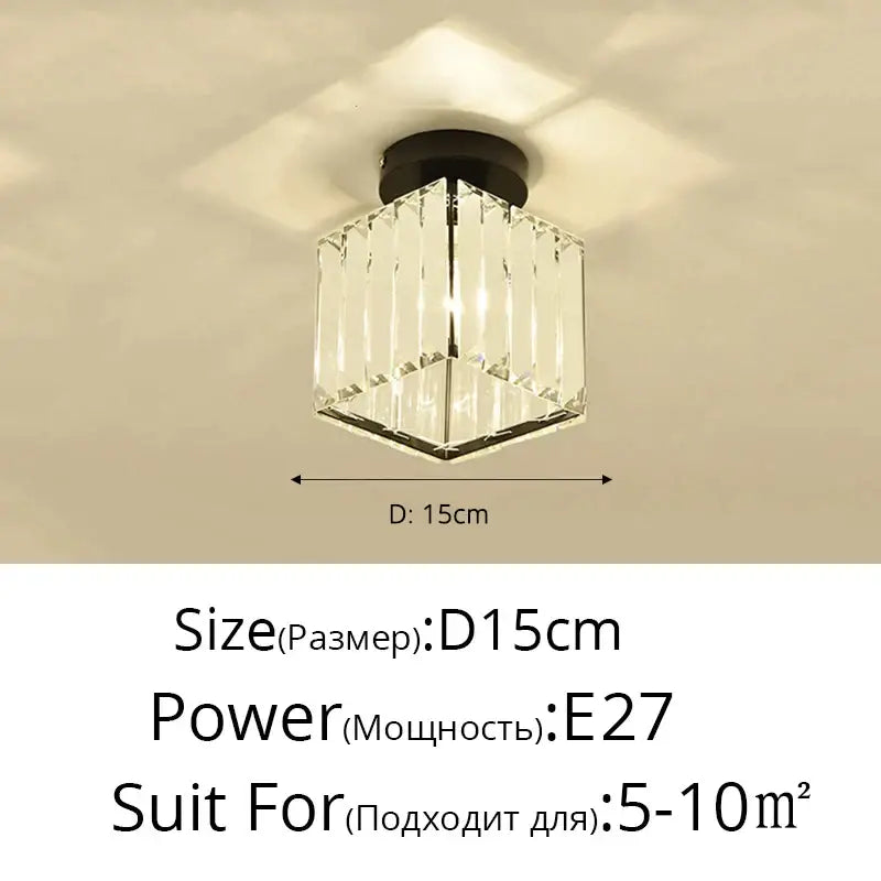 Modern crystal glass nordic led chandelier with clear crystal cube ceiling light and black metal base for dining room decorbites crystal glass