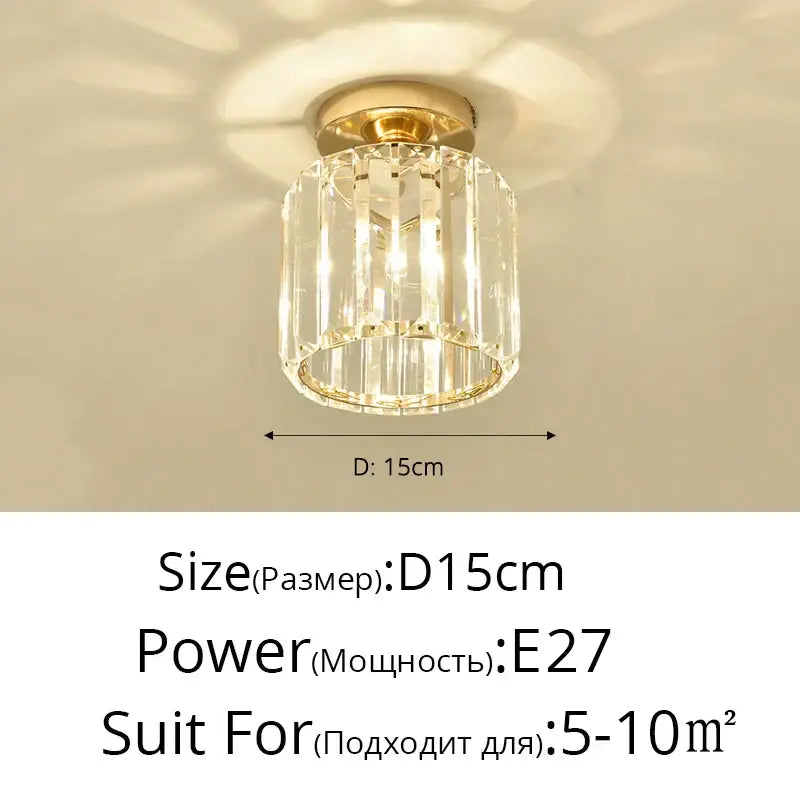 Modern crystal glass nordic led chandelier with gold-toned metal base and clear faceted glass panels for dining room decorbites crystal glass