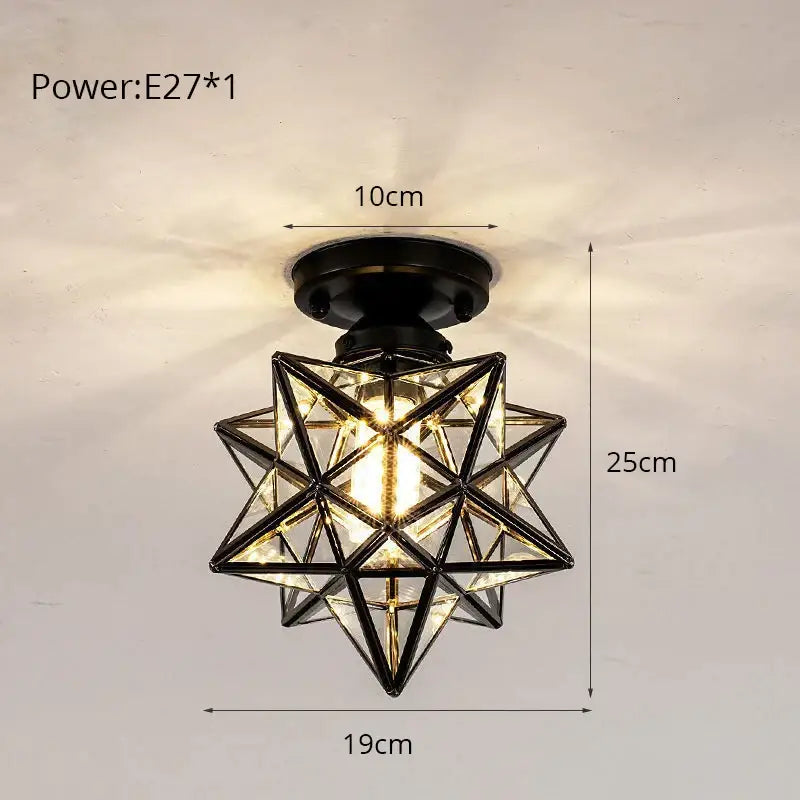 Black metal and clear glass star-shaped ceiling light fixture in decorbites crystal glass nordic led chandelier design