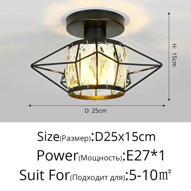Modern crystal glass nordic led chandelier with black metal geometric cage and faceted crystal accents for dining room decorbites crystal glass