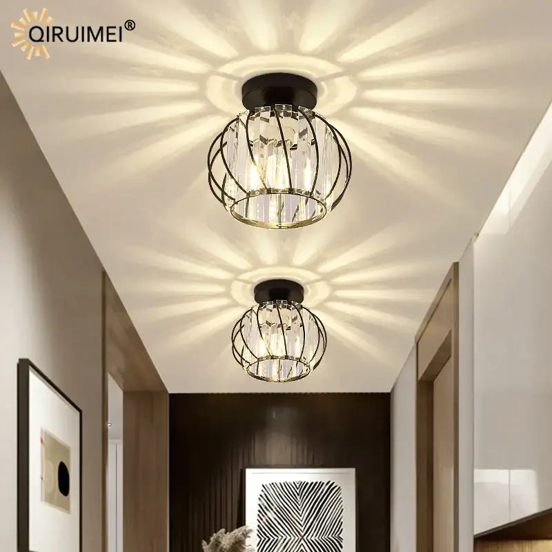 Black metal cage pendant lights with clear crystal glass nordic accents and warm glow for modern dining room decorbites crystal glass