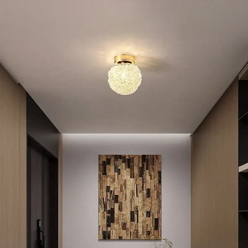 Modern crystal gold ceiling light 2 pack featuring spherical globe with gold finish and crystal encrusted design