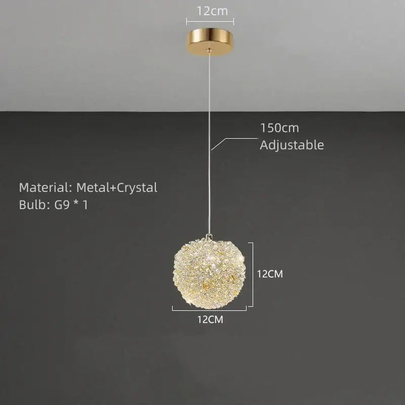 Modern crystal gold ceiling light 2 pack featuring spherical globe chandeliers with gold-toned crystal and metallic mount