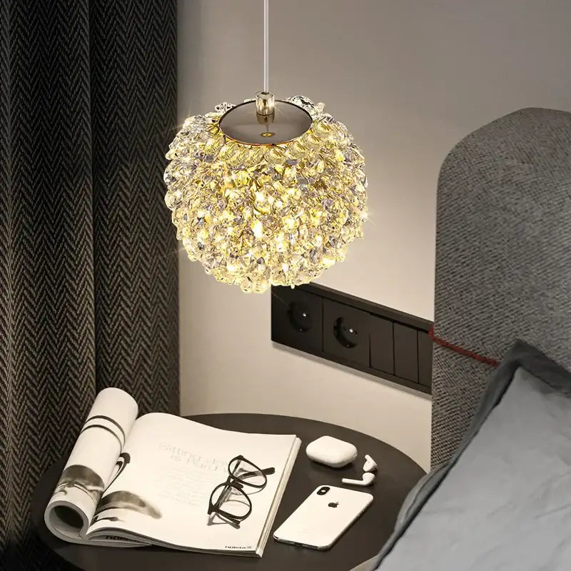 A sparkling gold-toned crystal gold ceiling light with a spherical clustered design for modern decorbites decor