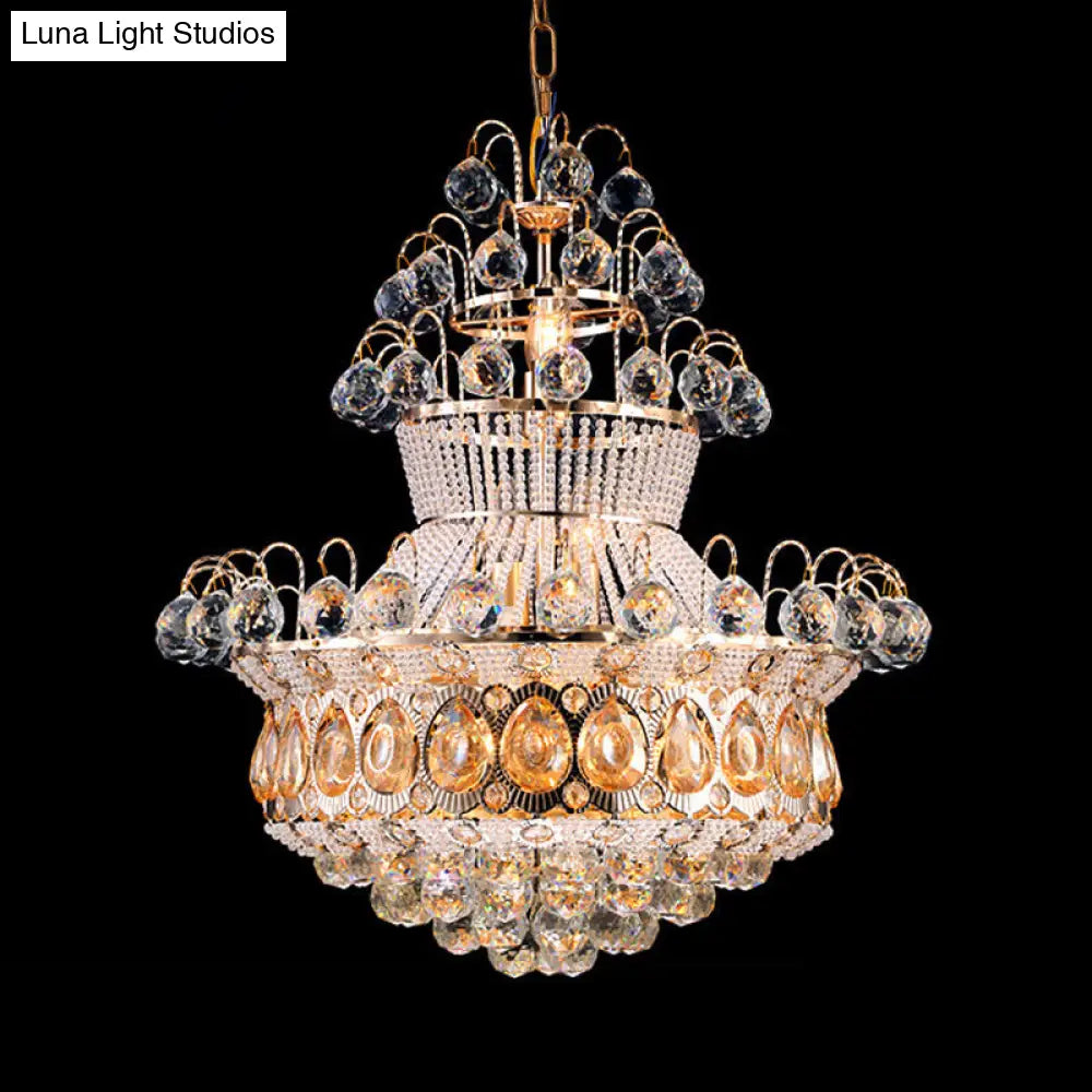 Lámpara de techo tipo araña moderna de cristal dorado - 10 luces - Dormitorio