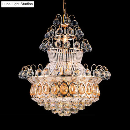 Lámpara de techo tipo araña moderna de cristal dorado - 10 luces - Dormitorio