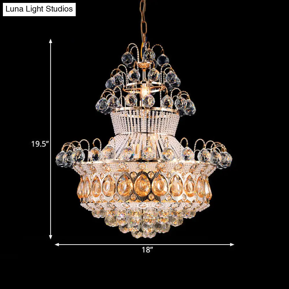 Lámpara de techo tipo araña moderna de cristal dorado - 10 luces - Dormitorio