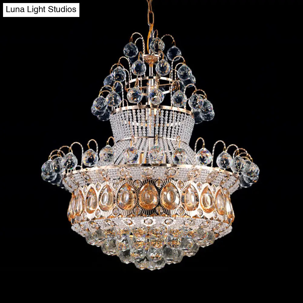 Lámpara de techo tipo araña moderna de cristal dorado - 10 luces - Dormitorio