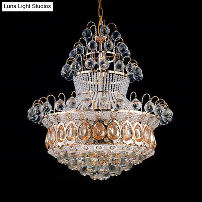 Lámpara de techo tipo araña moderna de cristal dorado - 10 luces - Dormitorio