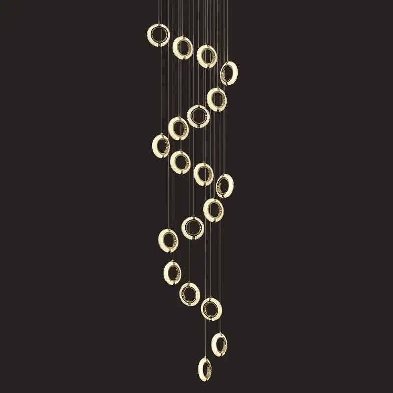 Gold-toned circular pendant modern crystal gold led chandelier with cascading design for dining room decorbites crystal gold