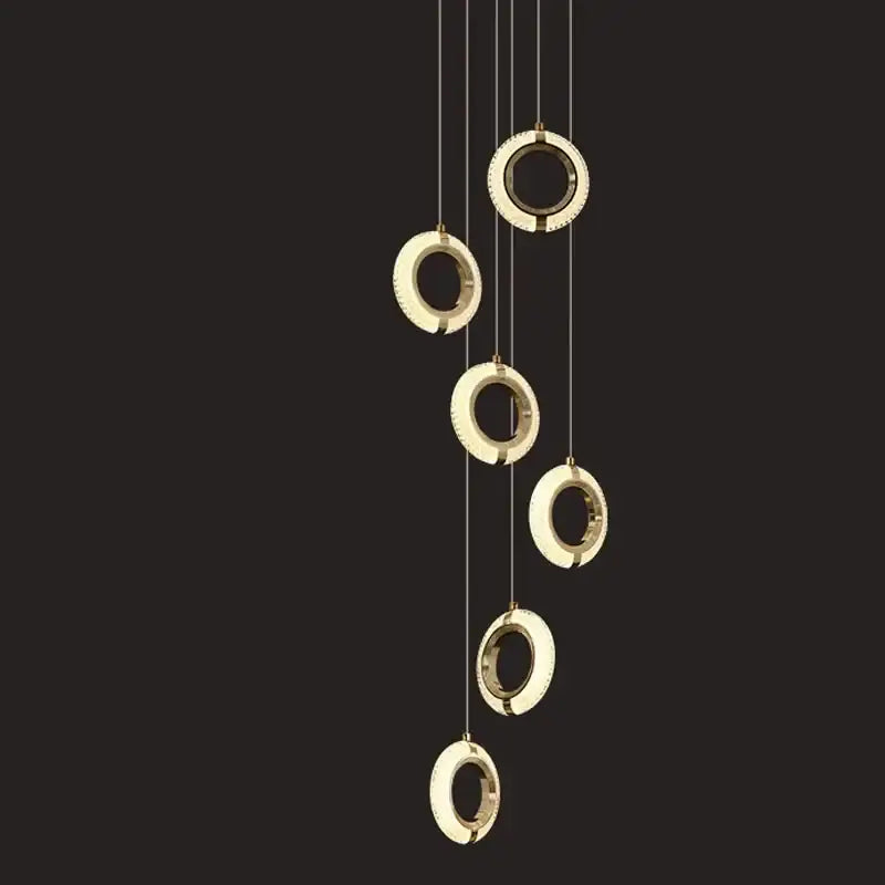 Modern crystal gold led chandelier featuring gold-toned circular pendant lights with a sleek minimalist design for dining room decorbites crystal gold