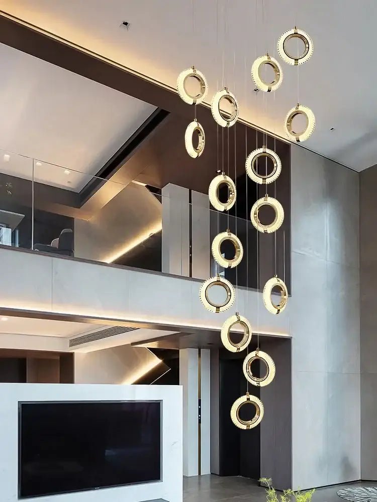A modern crystal gold led chandelier with a sleek circular design for dining room decorbites crystal gold lighting