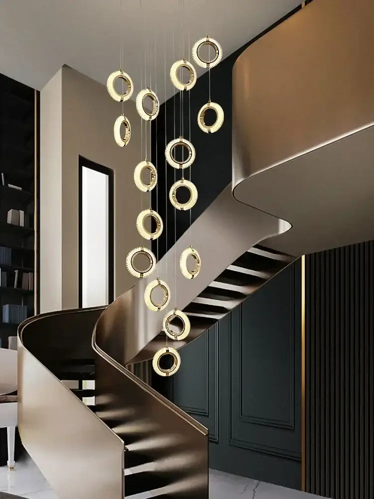 Modern crystal gold led chandelier with a golden circular pendant design for dining room decorbites crystal gold lighting