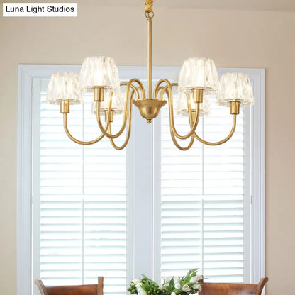 Lámpara de techo colgante moderna de cristal con acabado en latón cepillado - Disponible en 3/6/8 luces