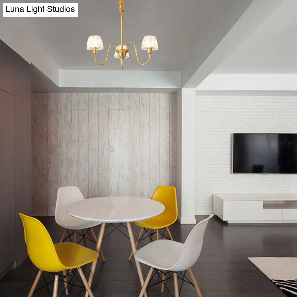 Lámpara de techo colgante moderna de cristal con acabado en latón cepillado - Disponible en 3/6/8 luces