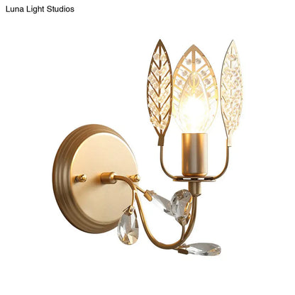 DecorBites™ DecorBites™ Modern Crystal Leaf Bronze Sconce Light - Wall Mounted Bedroom Lighting