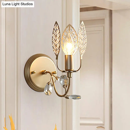 DecorBites™ DecorBites™ Modern Crystal Leaf Bronze Sconce Light - Wall Mounted Bedroom Lighting