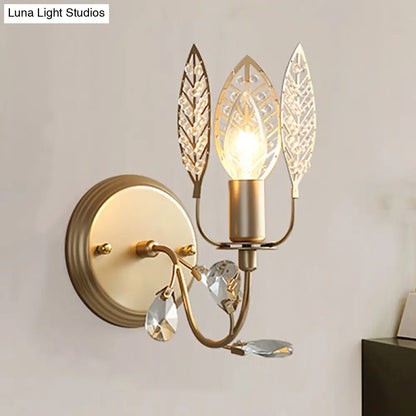 DecorBites™ DecorBites™ Modern Crystal Leaf Bronze Sconce Light - Wall Mounted Bedroom Lighting