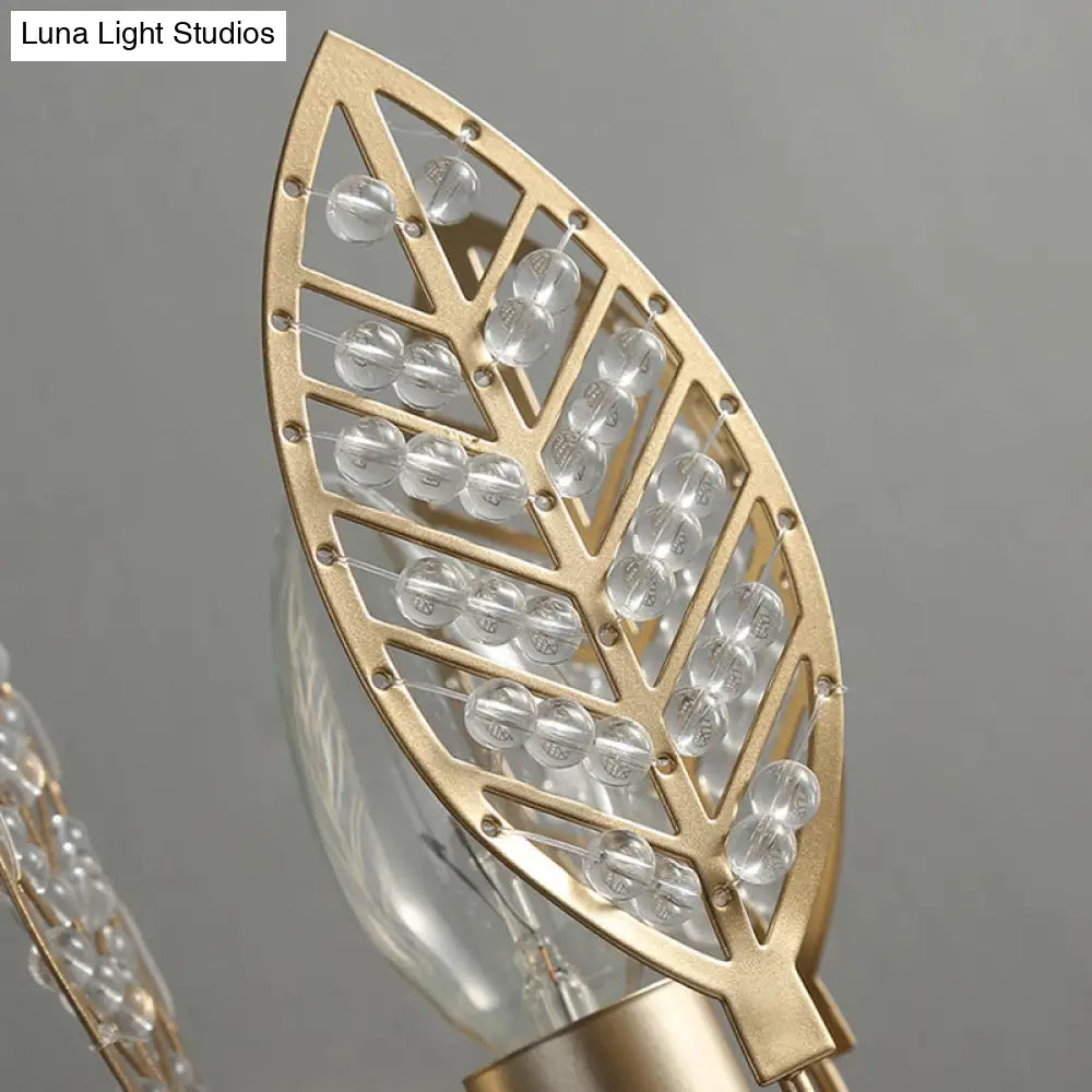DecorBites™ DecorBites™ Modern Crystal Leaf Bronze Sconce Light - Wall Mounted Bedroom Lighting