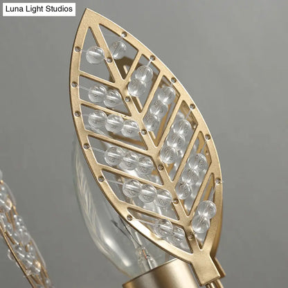 DecorBites™ DecorBites™ Modern Crystal Leaf Bronze Sconce Light - Wall Mounted Bedroom Lighting